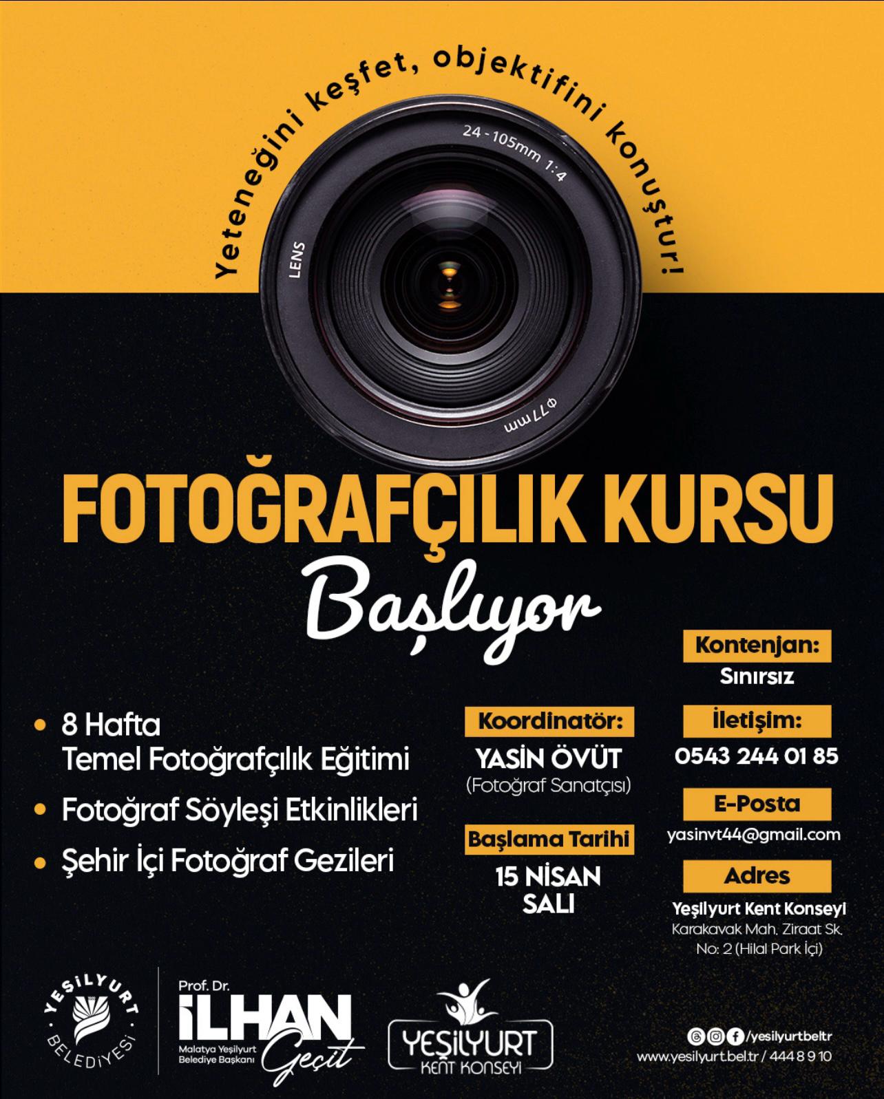 FOTOĞRAFÇILIK KURSU BAŞLIYOR